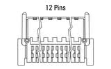 Dimensiuni conector Zero8 cotit cu 12 pini