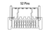 Dimensiuni conector Zero8 cotit cu 52 de pini