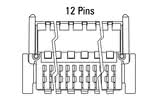 Dimensiuni conector Zero8 cotit cu 12 pini