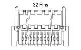 Dimensiuni conector Zero8 cotit cu 32 de pini