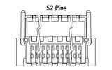 Dimensiuni conector Zero8 cotit cu 52 de pini